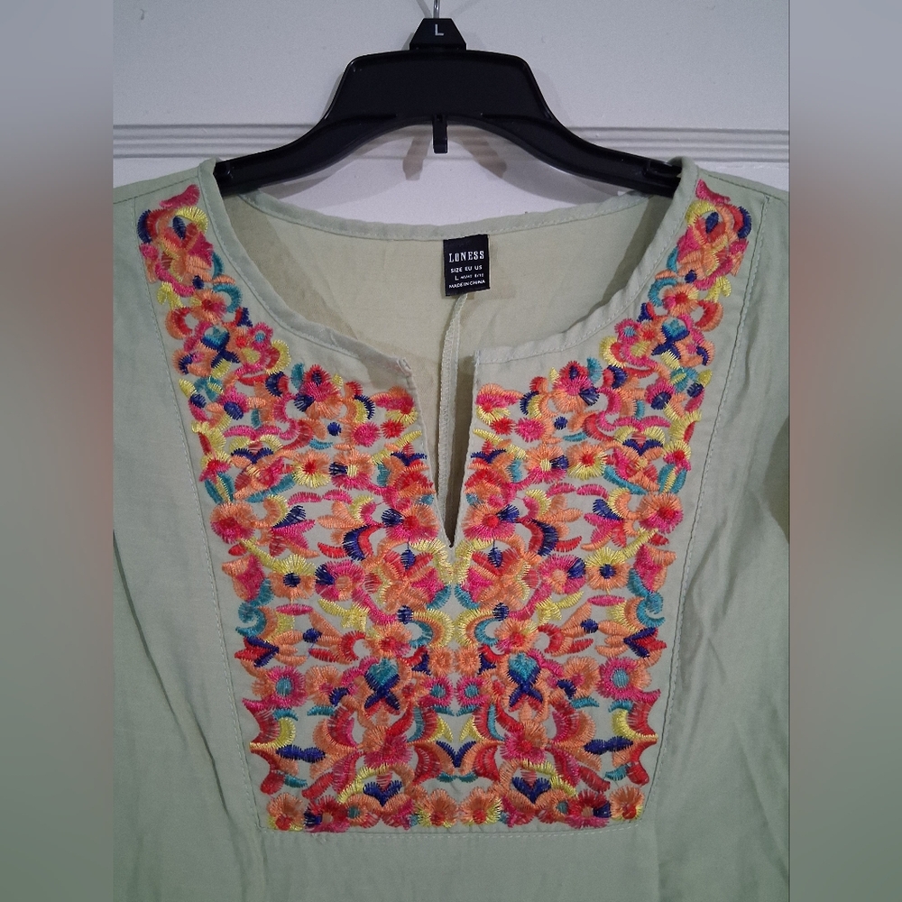 Embroidered Ruffle Sleeve Mini Dress - Picture 2 of 2